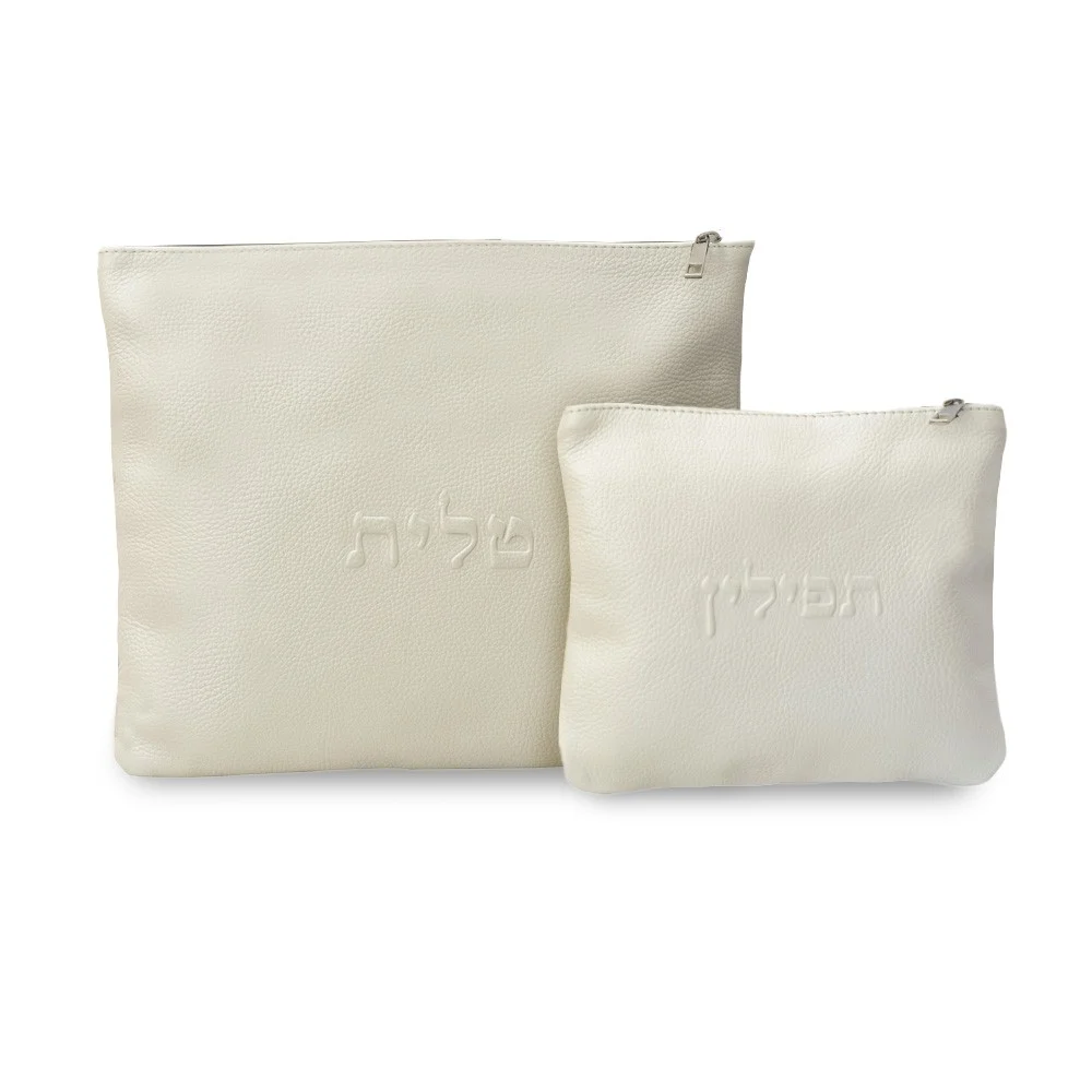 כיסוי לטלית ותפילין קרם מחוספס