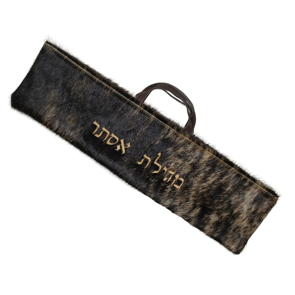 נרתיק מגילה פרווה שחור בז' 40 ס"מ